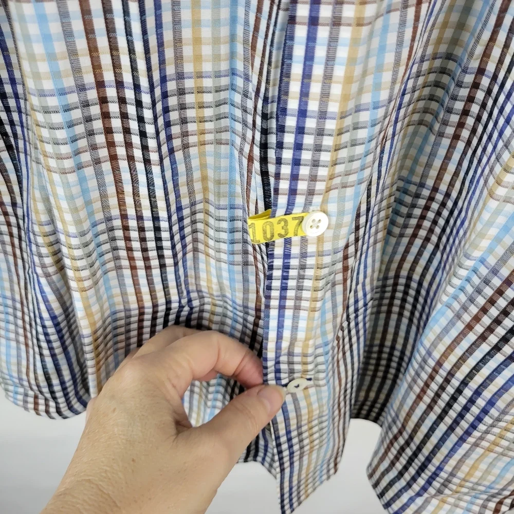 Mens Banana Republic LS Plaid Shirt 100% Cotton Blue/Brown/white/Yellow Size XL
